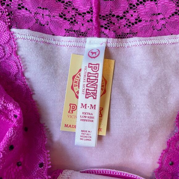 Victoria's Secret PINK Panties Womens Medium Purple Black Limited Edition Bling - Picture 6 of 8